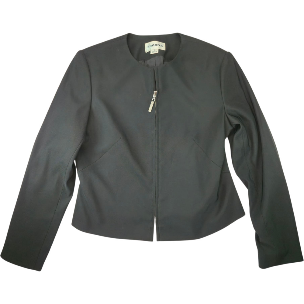 Simona Women’s Size 8 Black Zip Jacket Structured Minimalist Modern Australia Ma
